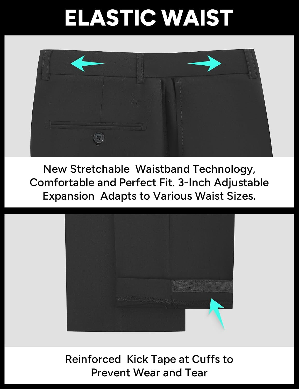 4 Way Stretch Men’S Dress Pants Wrinkle Resistant Non Iron