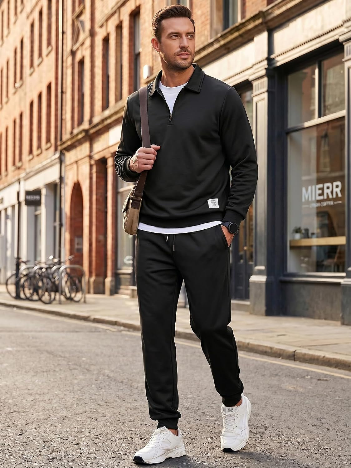 Men'S Tracksuit 2 Piece Outfits Quarter Zipper Sweatsuit