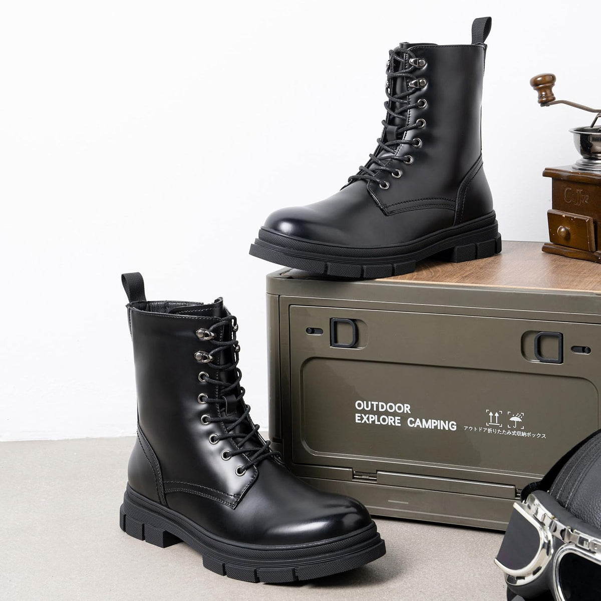 Mens Boots High Top Motorcycle Combat Boots
