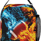 3PCS Ice&Fire Football Backpack Set,Cool Shoulders Backpack Lightweight Durable Laptop Bag with Lunch Bag, 17 Inch Large Capacity Multi-Pocket Daypack for Travel(Cool Football)