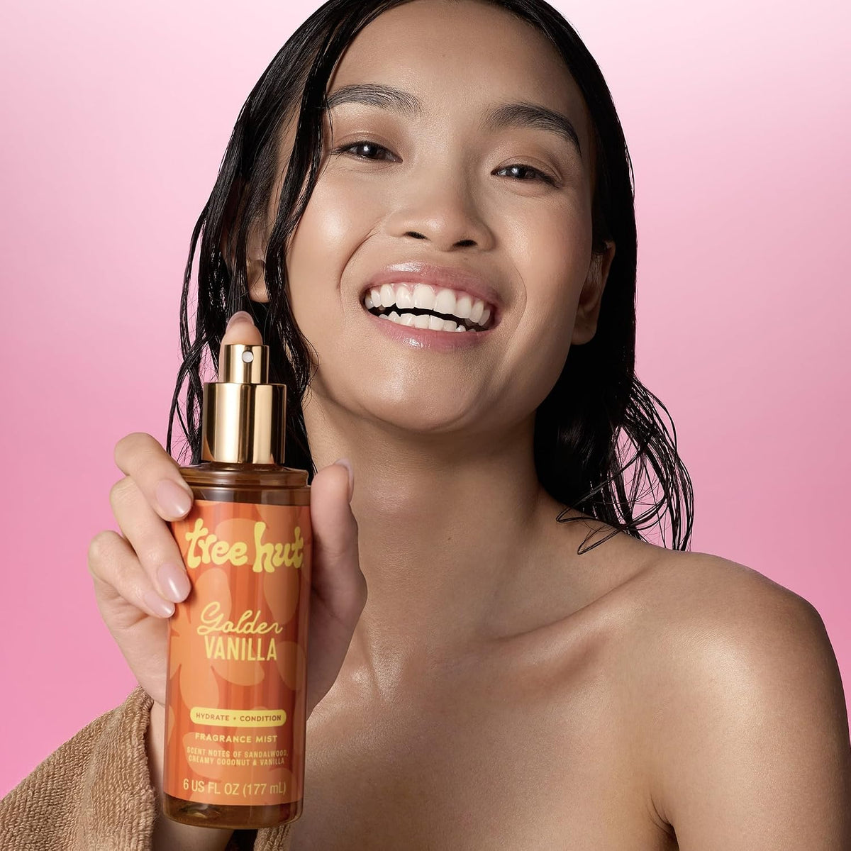 Golden Vanilla Hair & Body Mist, Alcohol-Free Body Spray, 6 Fl Oz