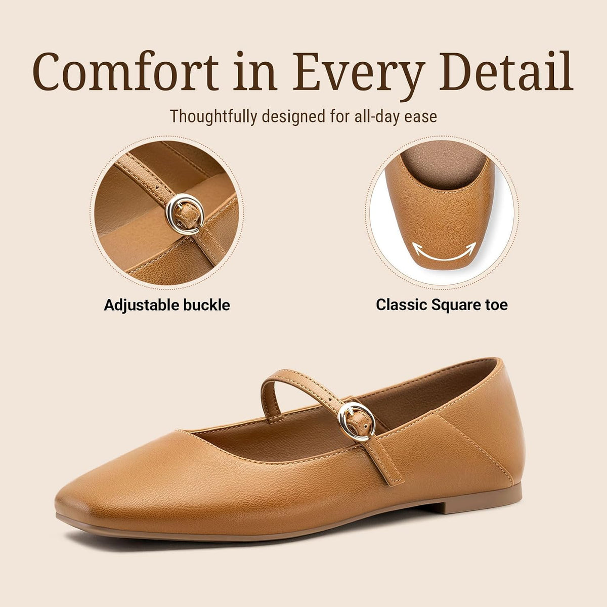 Mary Jane Shoes Women, Non Slip Work Ballet Flats Business Casual