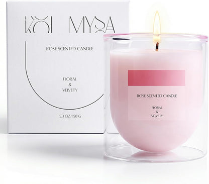 Rose Scented Candles, Pink Floral Aromatherapy Candle Gifts for Women Lover