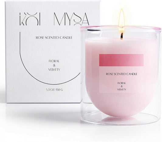 Rose Scented Candles, Pink Floral Aromatherapy Candle Gifts for Women Lover