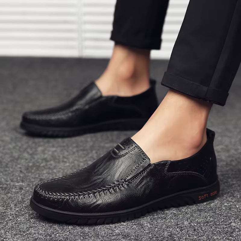 Genuine Leather Men Shoes Luxury Brand 2022 Casual Slip on Formal Loafers Men Moccasins Italian Black Male Driving Shoes