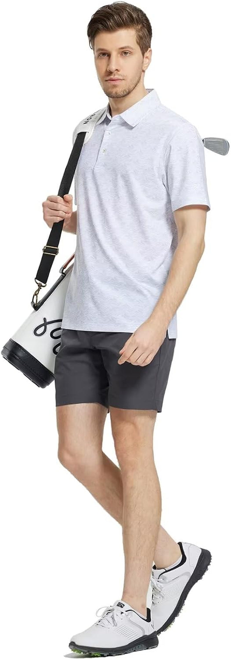 Mens Golf Shirt Short Sleeve Dry Fit Print Moisture Wicking Performance Patterns Collared Polo Shirt