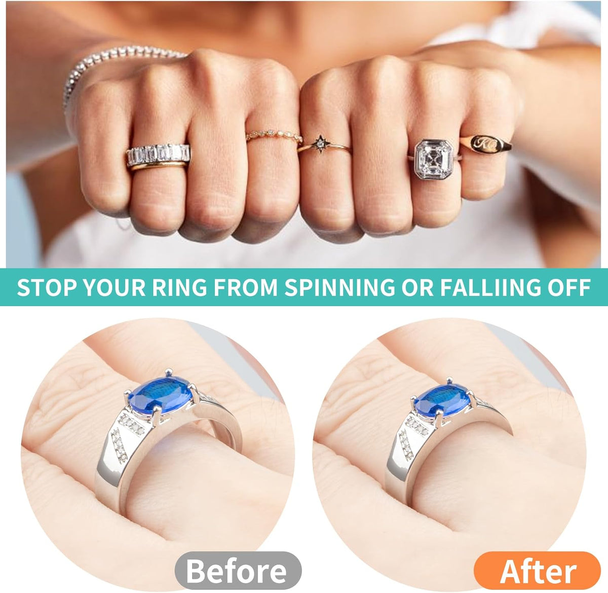 Ring Sizers for Loose Rings - 12Pack, 12 Sizes, Ring Guards for Women& Men Loose Rings, Invisible Resizer Design for Spacers & Tighteners, Fits Bands Width to 1Mm-8Mm