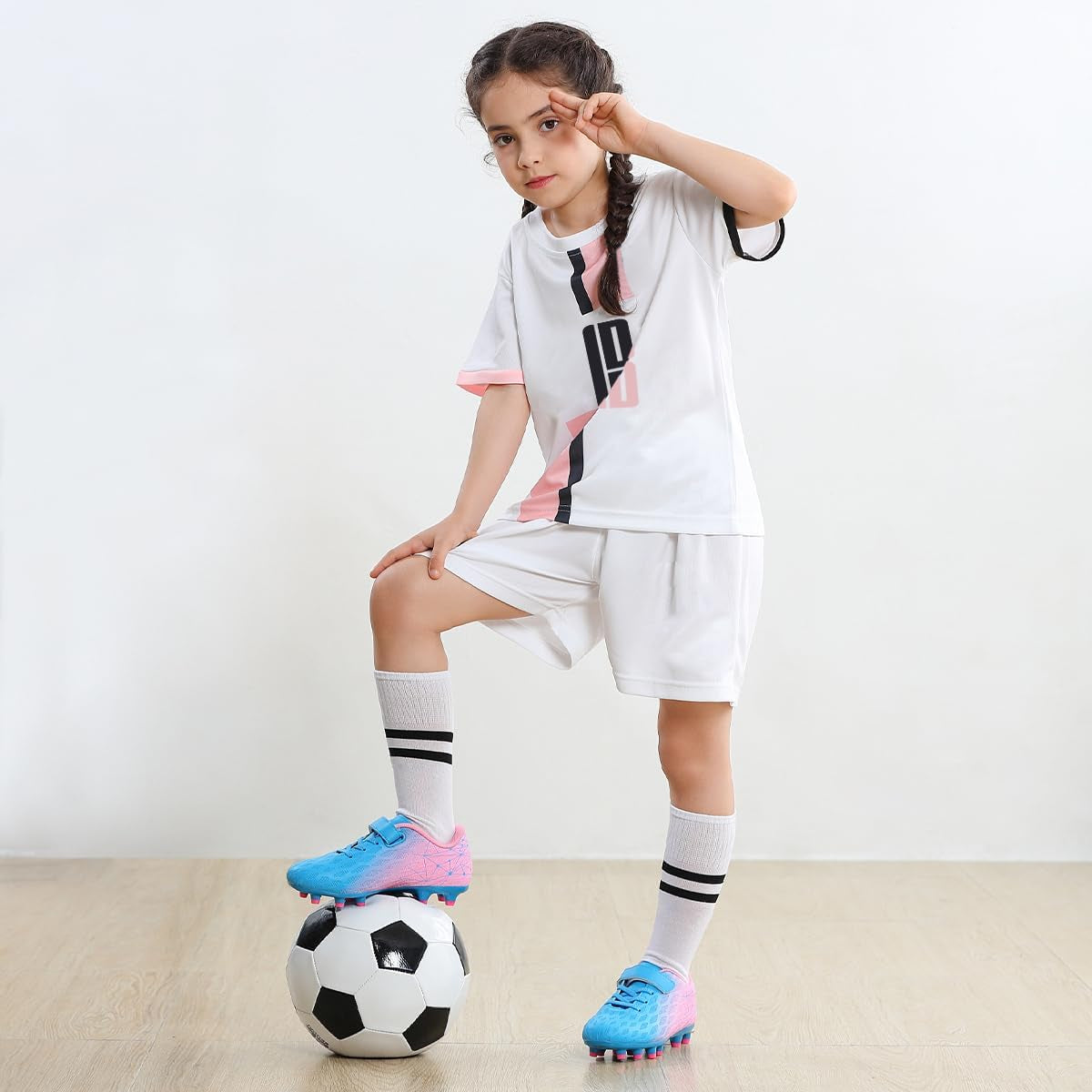 Kids Firm Ground Soccer Cleats Boys Girls Athletic Outdoor Football Shoes