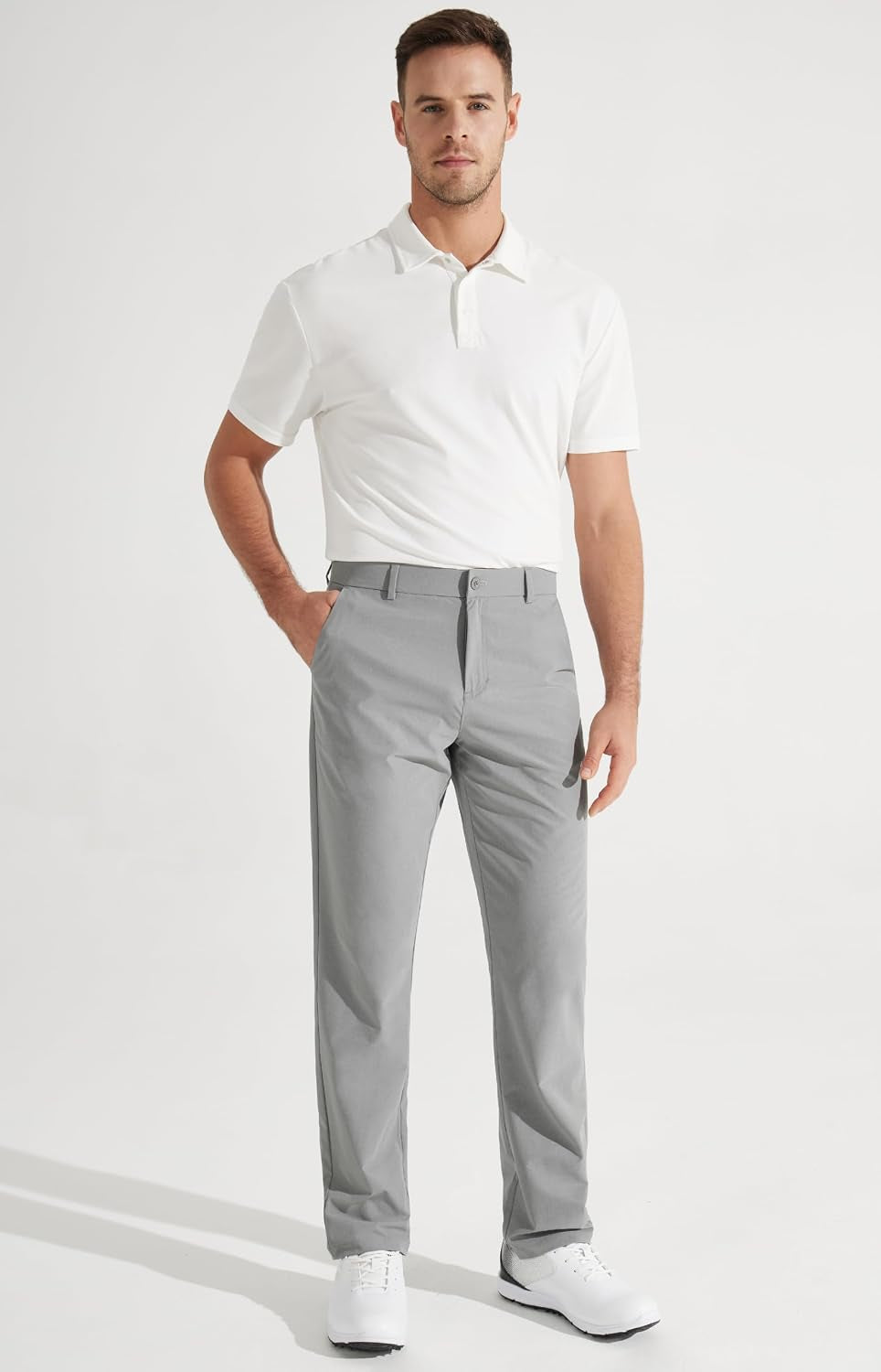 Mens Golf Pants Stretch Work Dress Pants 30"/32"/34" Quick Dry Lightweight Casual Comfy Trousers with Pockets