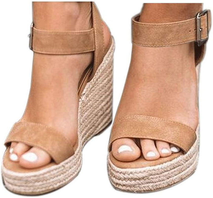 Women'S Platform Sandals Wedge Ankle Strap Open Toe Sandals
