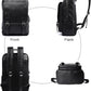 Leather Backpack Fits 15.6 Inch Laptop Vintage Backpack Waterproof Flap Bookbag for Men Leather Travel Backpack for Men Casual Knapsack Black