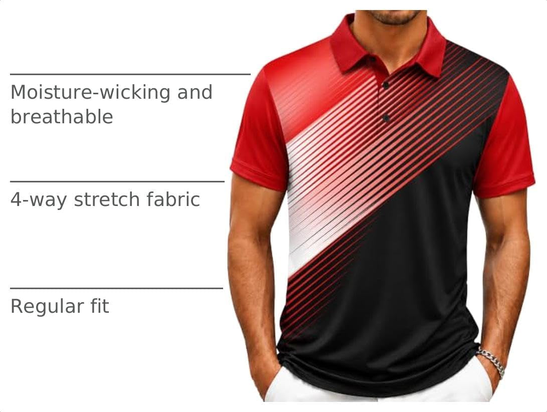 Mens Golf Shirt Short Sleeve Athletic Casual Work Collared Polo Tshirt