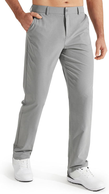 Mens Golf Pants Stretch Work Dress Pants 30"/32"/34" Quick Dry Lightweight Casual Comfy Trousers with Pockets
