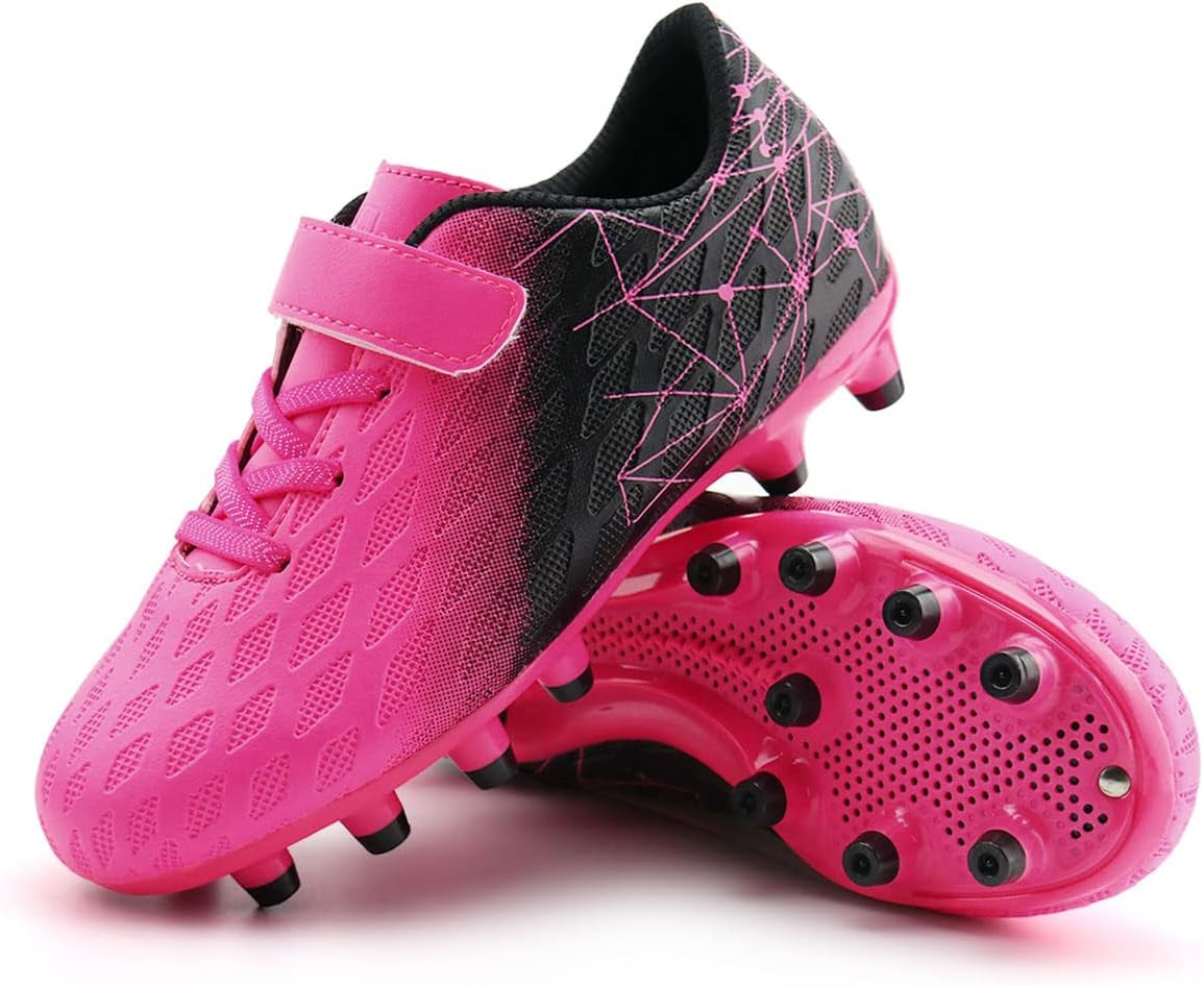 Kids Firm Ground Soccer Cleats Boys Girls Athletic Outdoor Football Shoes