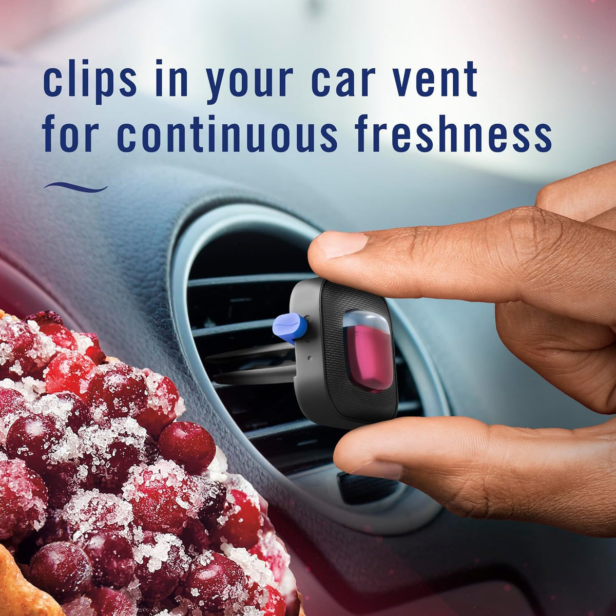 Car Air Freshener, Odor-Fighting Automotive Vent Clip, Scented Car Accessories, Long Lasting for Strong Odors, Cranberry Crumble Scent, 4 Count