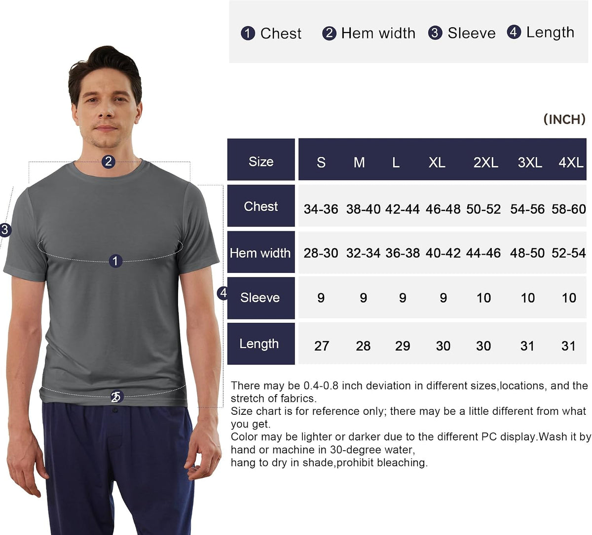 Men'S Undershirts Moisture Wicking Crewneck T Shirts 6 Pack