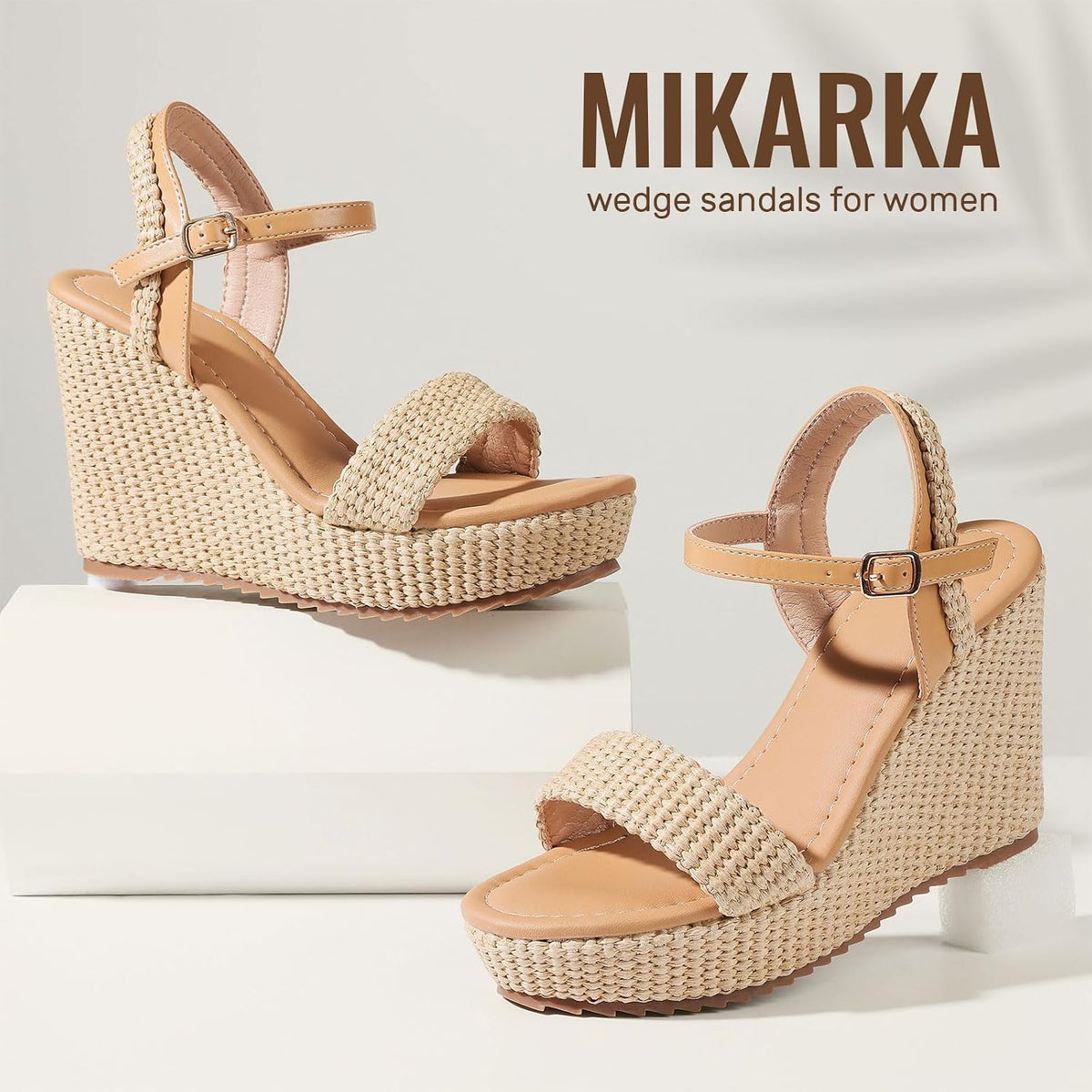 Wedges Heels Sandals for Women- Open Toe Espadrille Platform Sandal