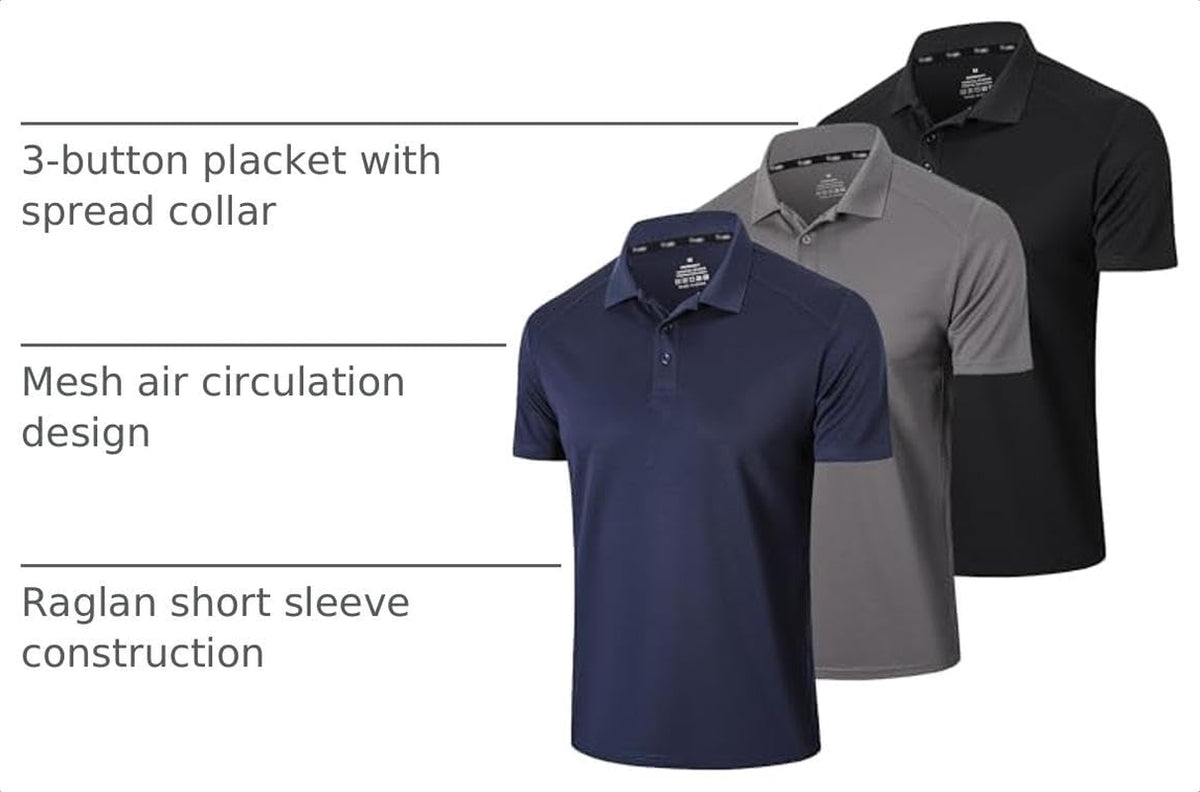 Men’S 1/3 Pack Polo Shirt Athletic Short Sleeve Golf Shirt