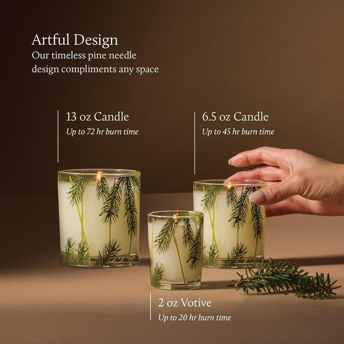 Thymes Frasier Fir Pine Needle Candle – Holiday Candles for Home Scented with Notes of Crisp Siberian Fir, Cedarwood & Sandalwood – Christmas Decor (6.5 Oz)
