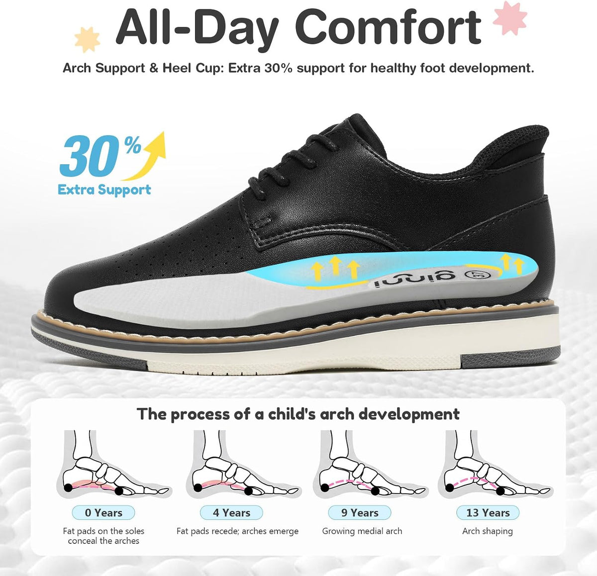 Boys Slip-On Dress Shoes, Kids Breathable Casual Oxford Sneakers