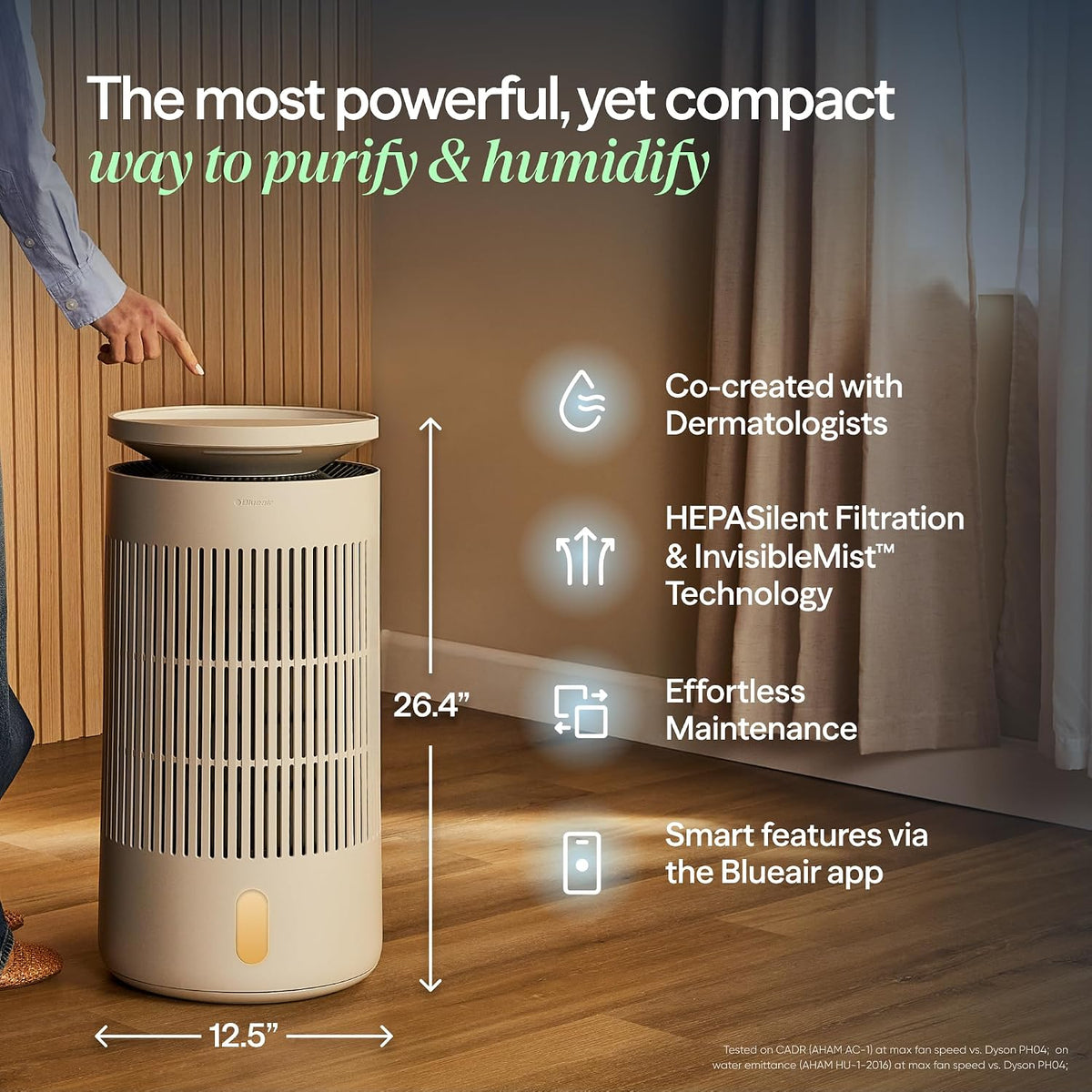 BLUEAIR Air Purifier + Humidifier for Homes up to 1,875 Ft², 2In1 Pro Dh5I