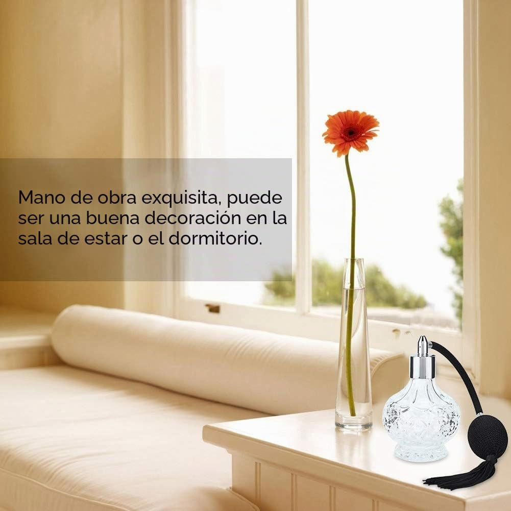 Atomizador De Perfume De Cristal Recargable, 80 Ml, Botella De Perfume De Cristal Retro Recargable Con Borla, Atomizador Vacío Para Perfumes, Aceites Esenciales
