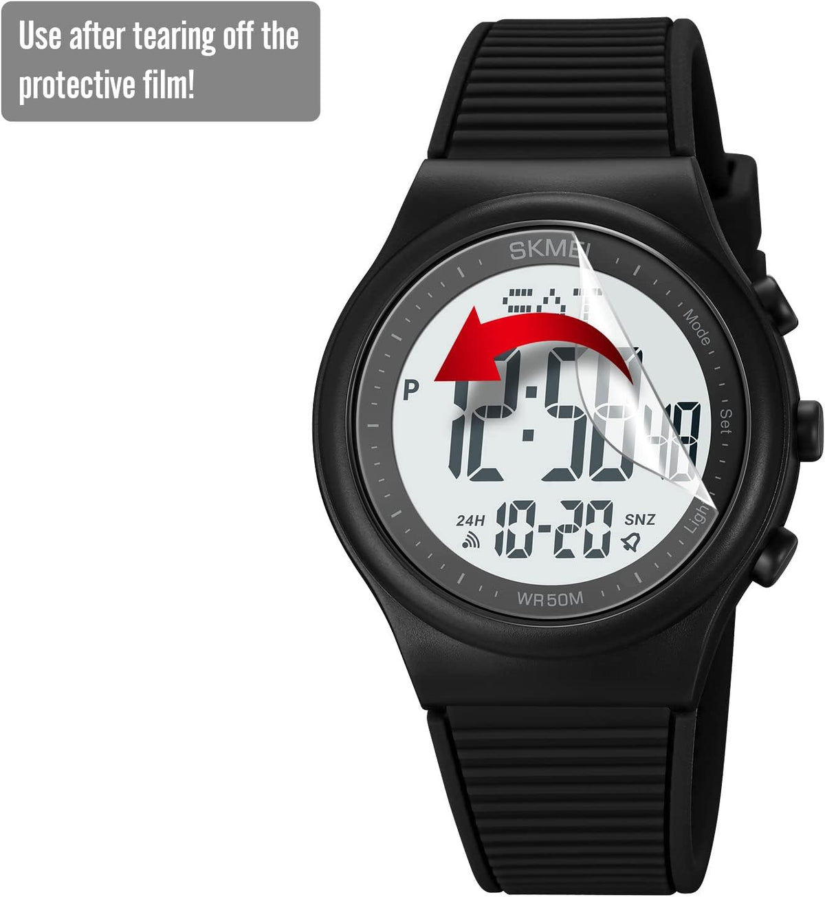 Digital Watch for Women Waterproof Black Wristwatch Sports Mens Stopwatch