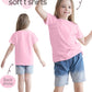 5 Pack Girls Shirts Short Sleeve T-Shirts Cotton Tshirts Tees Kids Clothes