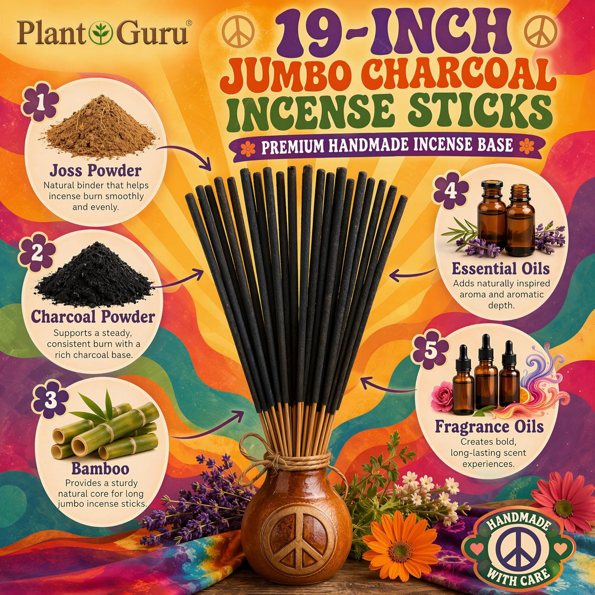 Pine Exotic Incense Sticks Jumbo 19 Inch Long - Bulk 1 Bundle 27 to 30 Sticks - Natural 19" Extra Large with a Smooth Aroma That Burns for 3 to 4 Hours Each.