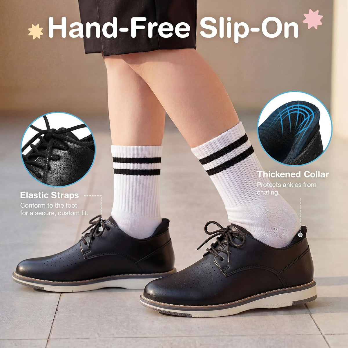 Boys Slip-On Dress Shoes, Kids Breathable Casual Oxford Sneakers