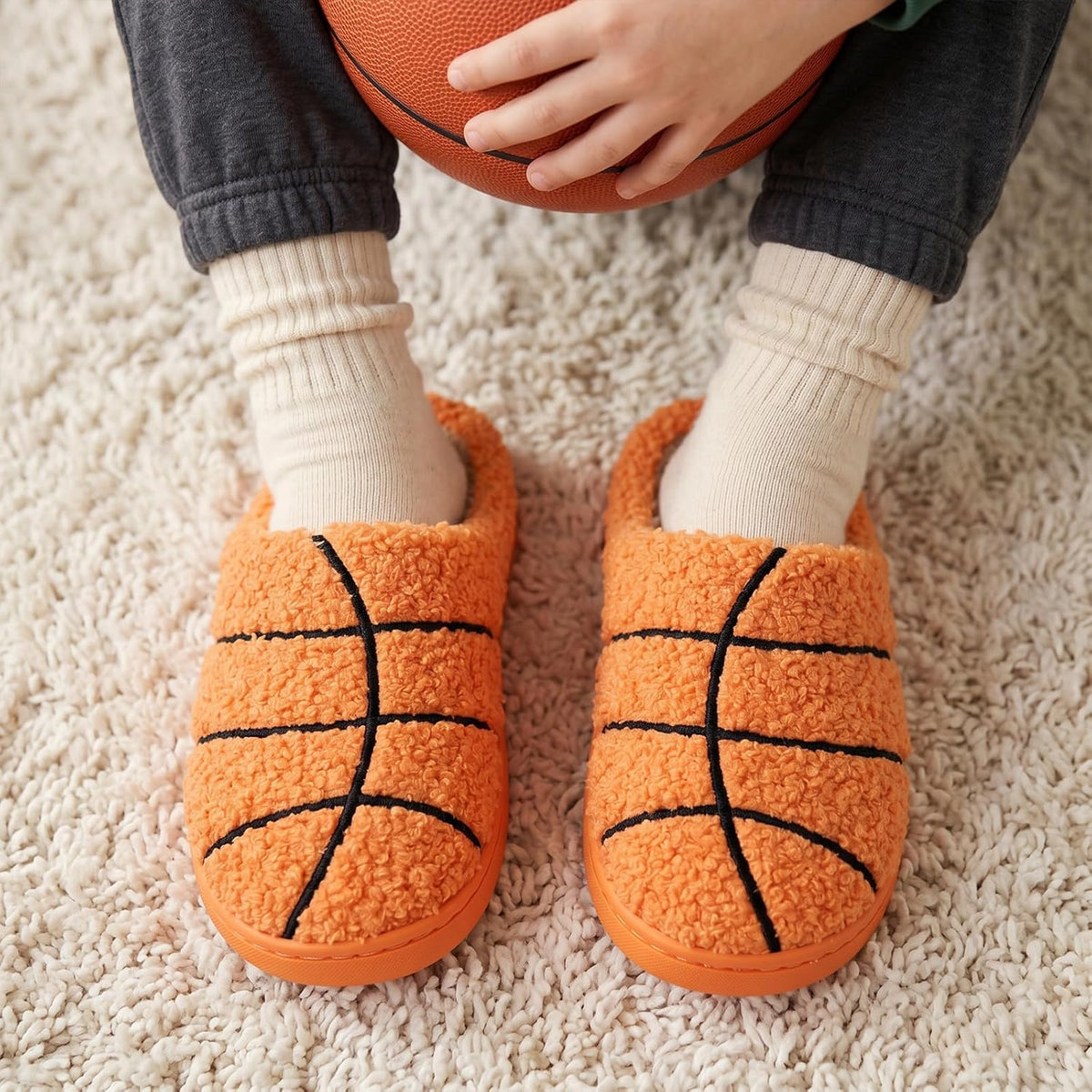 Kids Slippers, Warm Plush House Shoes with Non-Slip Sole