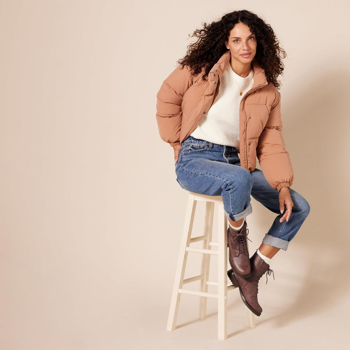 Women'S Lace-Up Combat Ankle Boots with Side Zipper, Lug Sole