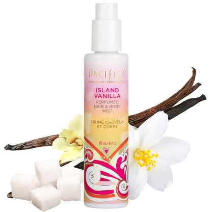 Island Vanilla Hair Mist Perfume and Full Body Spray for Women - Fragrance Spray for a Mood-Lifting Experience, Paraben-Free, Clean Beauty No Alcohol, Vegan & Cruelty-Free, 6 Oz Oz