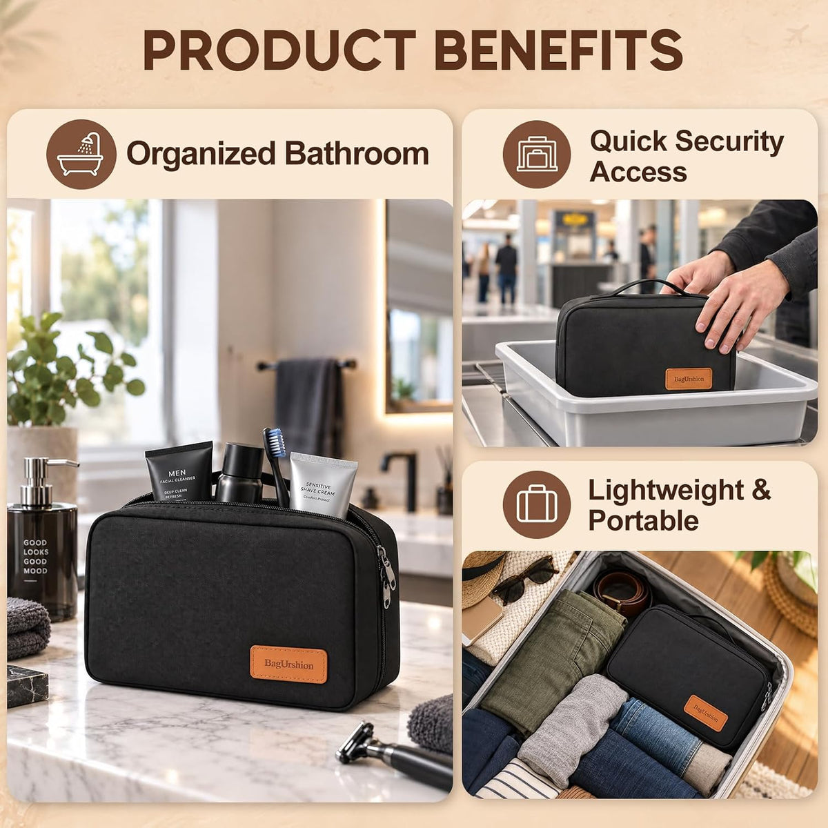 Toiletry Bag for Men,Mens Travel Toiletry Bag Organizer