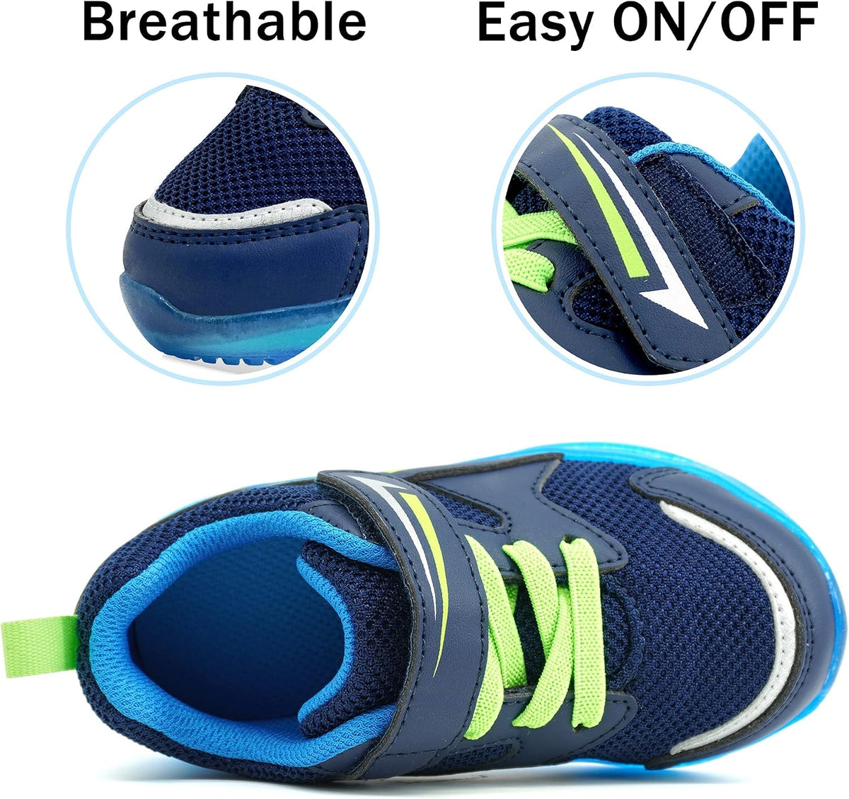 Toddler Boys Girls Light up Shoes LED Flashing Lightweight Mesh Breathable Adorable Running Sneakers for Toddler and Little Kid