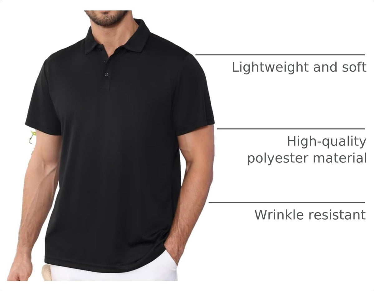 5 Pack Polo Shirts for Men Short Sleeve Collared Golf Polos