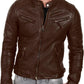 Men'S Black & BROWN Genuine Lambskin Leather Biker Jacket VINTAGE REAL MOTORCYCLE JACKETS for MEN