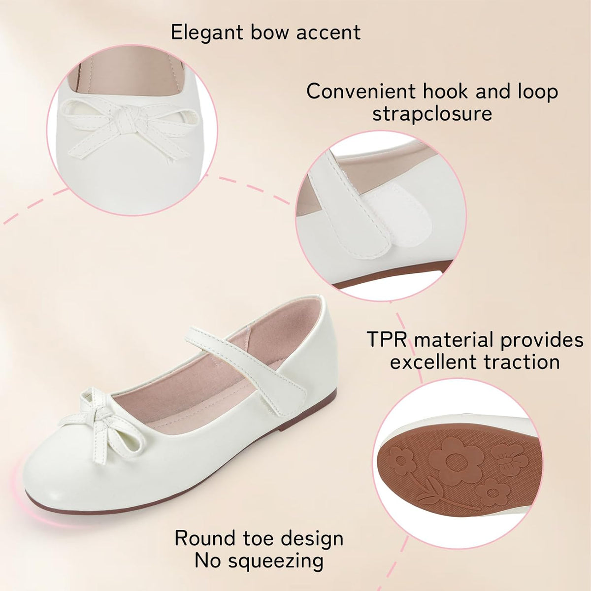 Girls Dress Shoes Mary Jane Flats for School Party Flower Girl