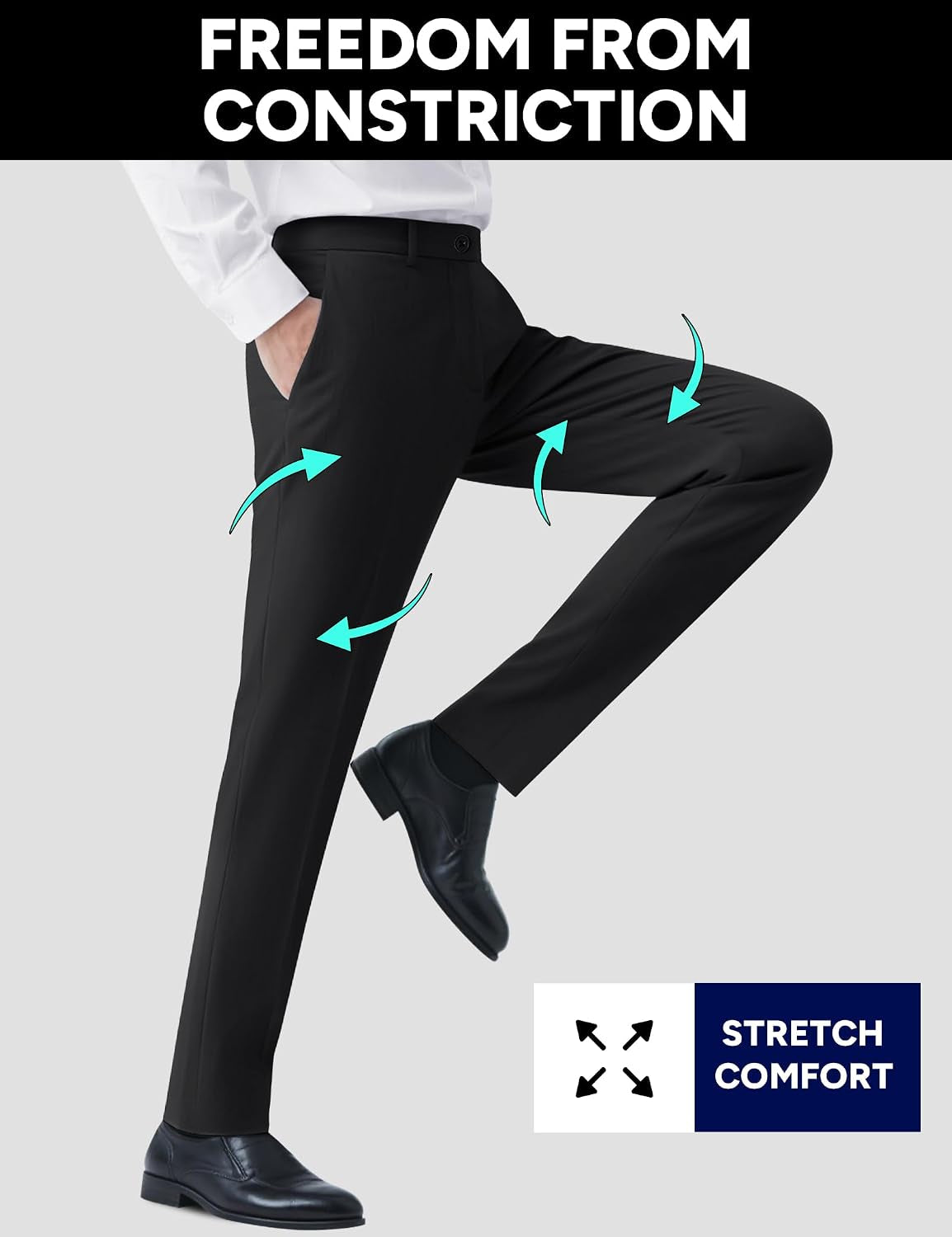 4 Way Stretch Men’S Dress Pants Wrinkle Resistant Non Iron