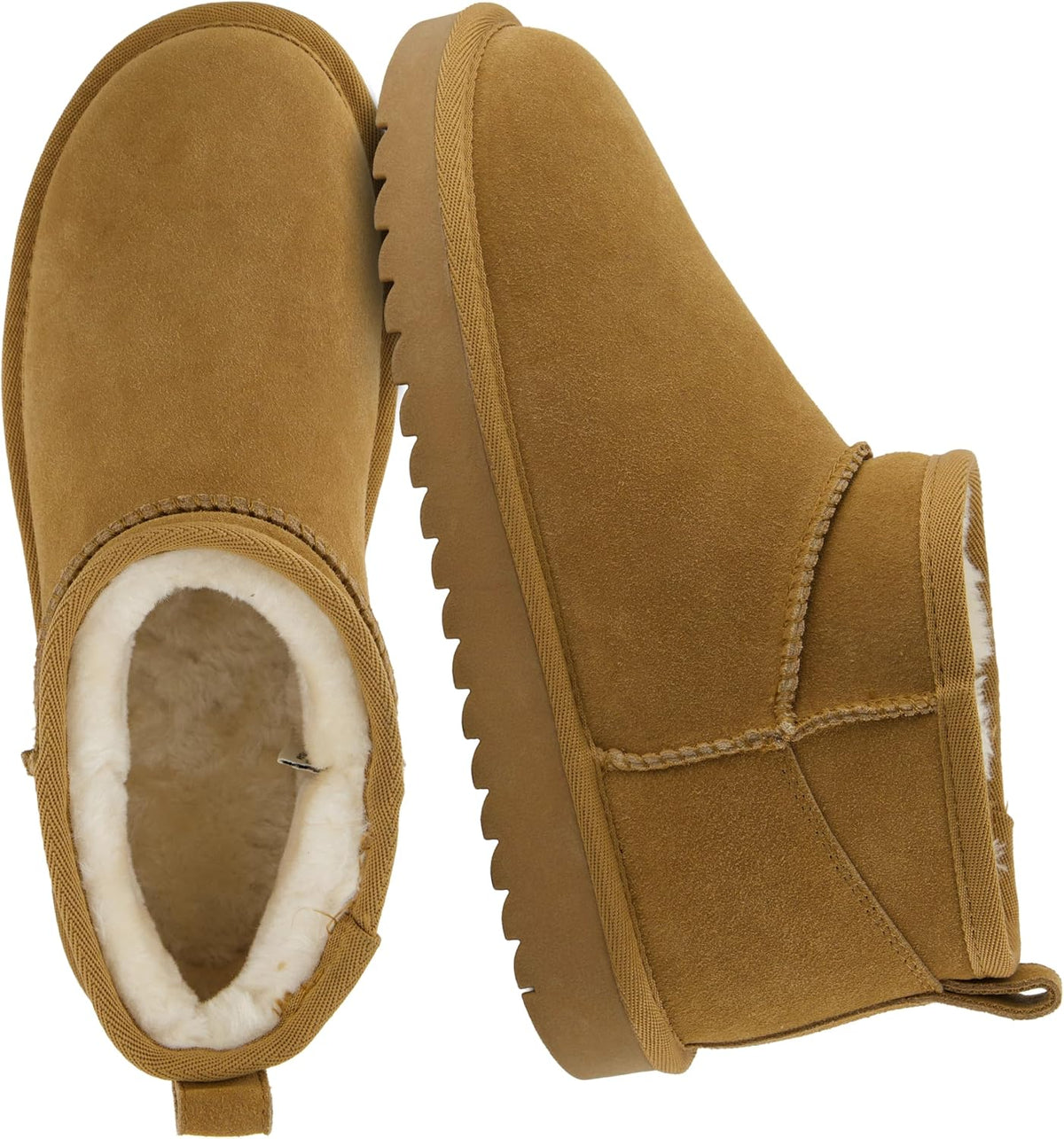 Hip-3 Genuine Suede Leather Ankle Boots for Women – Pull on Cozy Faux Fur Boots Womens Shoes with Comfortable Memory Foam