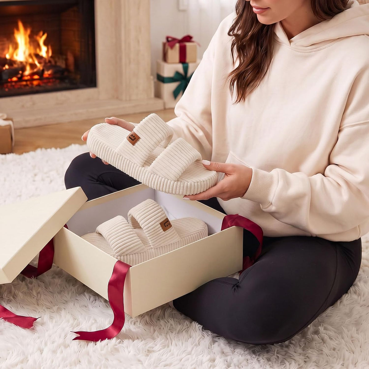 Slippers for Women Memory Foam Open Toe Indoor House Shoes Gifts