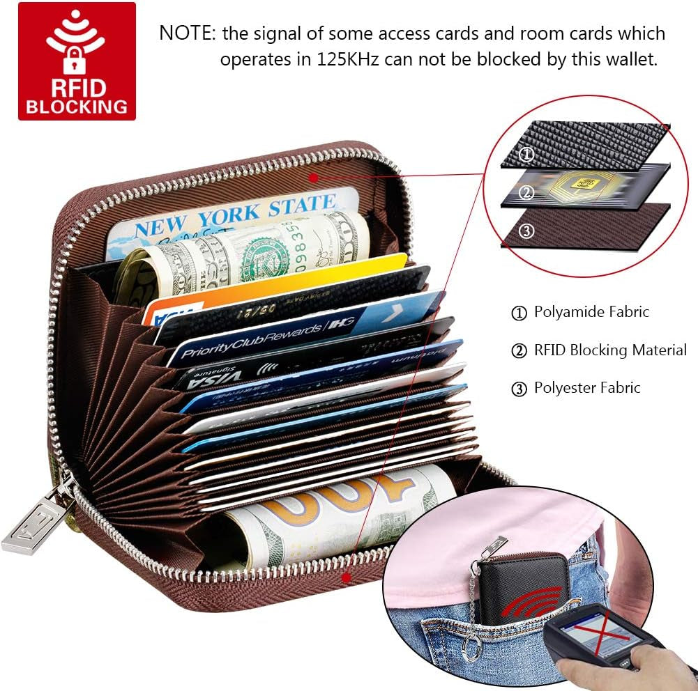 Zipper Wallet Women RFID Credit Card Holder Keychain Wallet