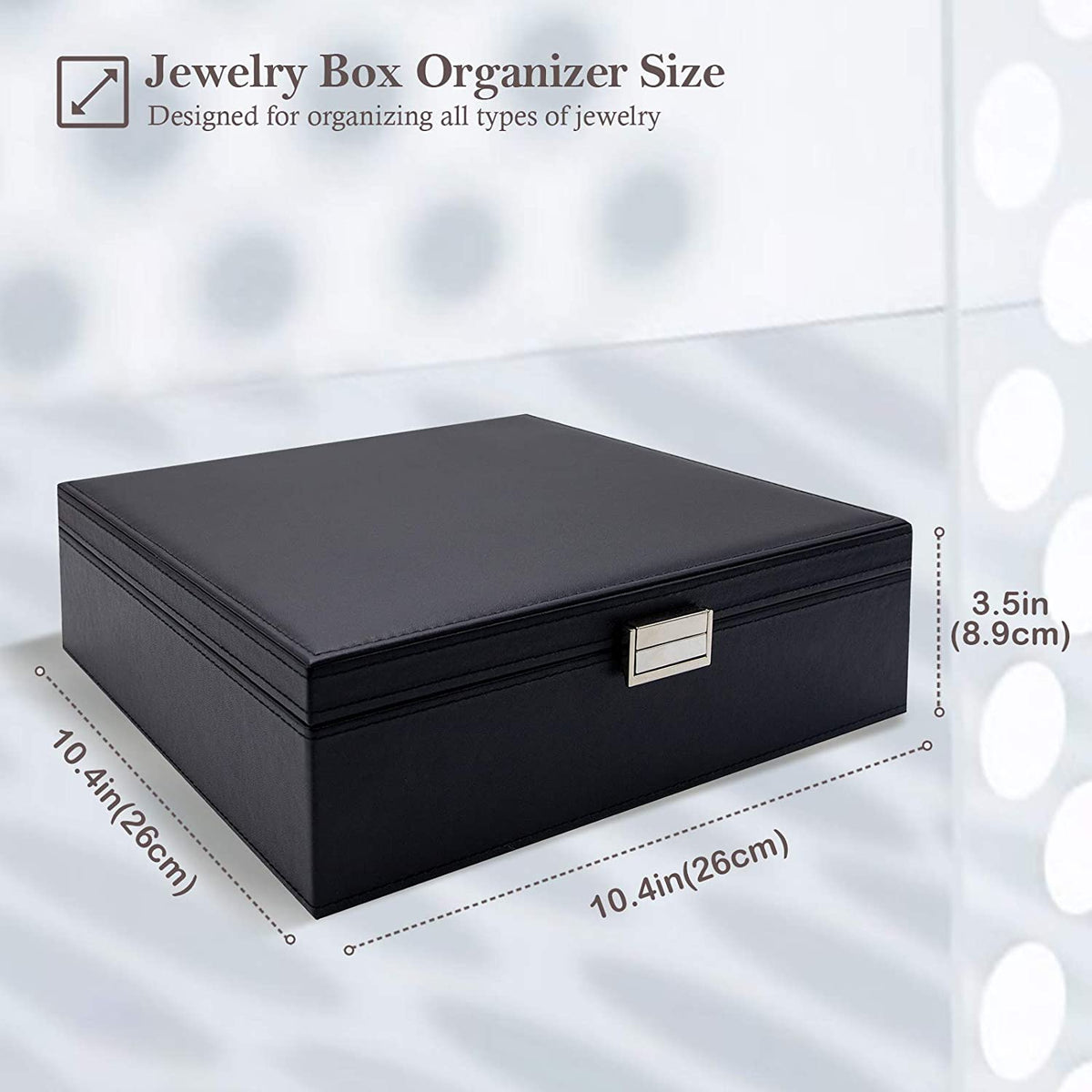 2 Layers Jewelry Box for Women -Black