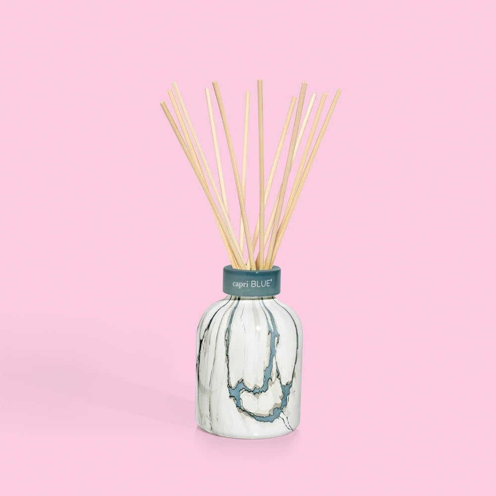 Capri Blue Modern Marble Reed Diffuser Set - Includes Reed Diffuser Sticks, Scented Oil & Glass Bottle - Luxury Scents for Bedroom Decor & Bathroom Air Freshener - Volcano (5.7 Fl Oz)