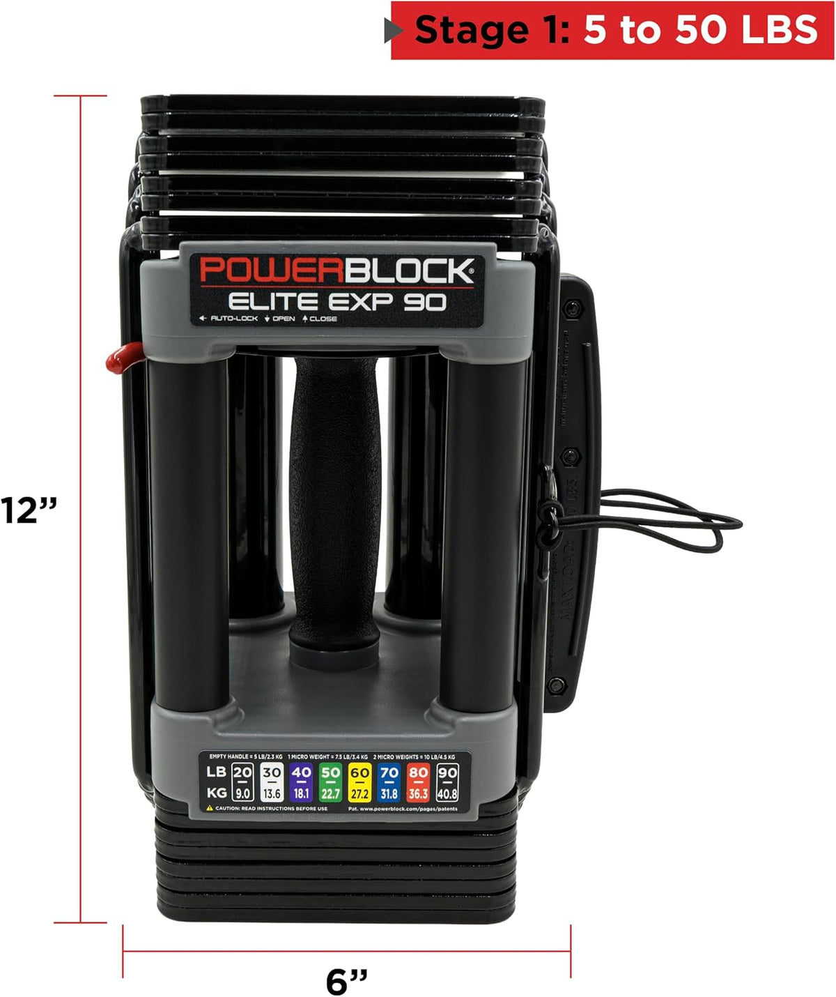 Elite EXP Adjustable Dumbbells, Sold in Pairs, Stage 1, 5-50 Lb.