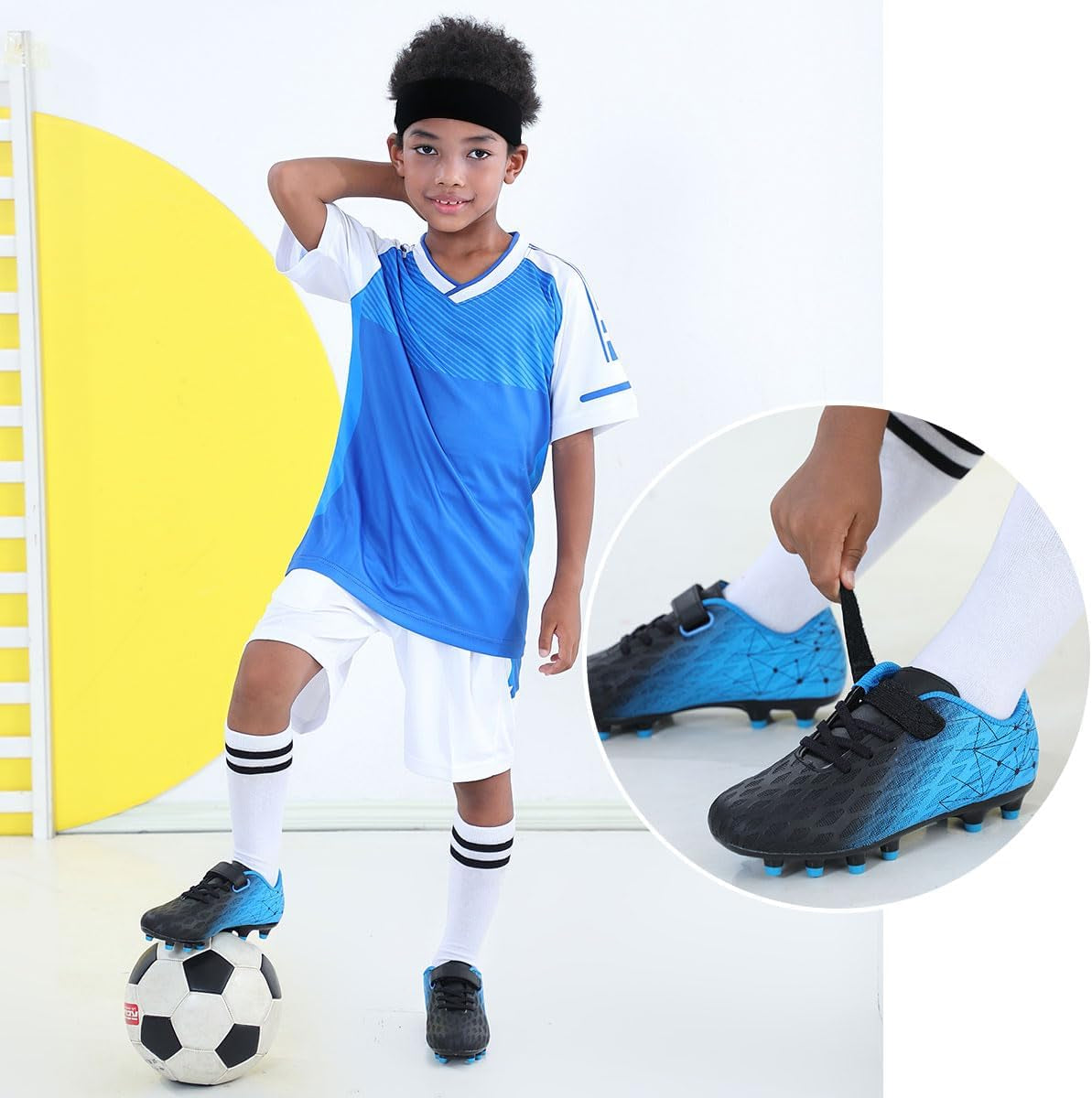 Kids Firm Ground Soccer Cleats Boys Girls Athletic Outdoor Football Shoes