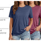 Womens 3 Pack Basic T Shirts Summer Tops 2026 Short Sleeve Tees Comfy Casual Vacation Clothes