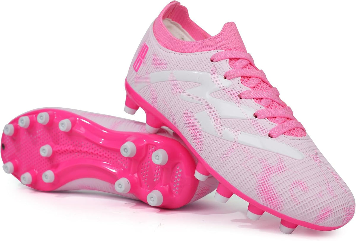 Kids Firm Ground Soccer Cleats Boys Girls Football Shoes with Shin Guards and Soccer Socks