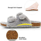 Womens Open Toe Slippers,Faux Rabbit Fur Cork Slides Sandals