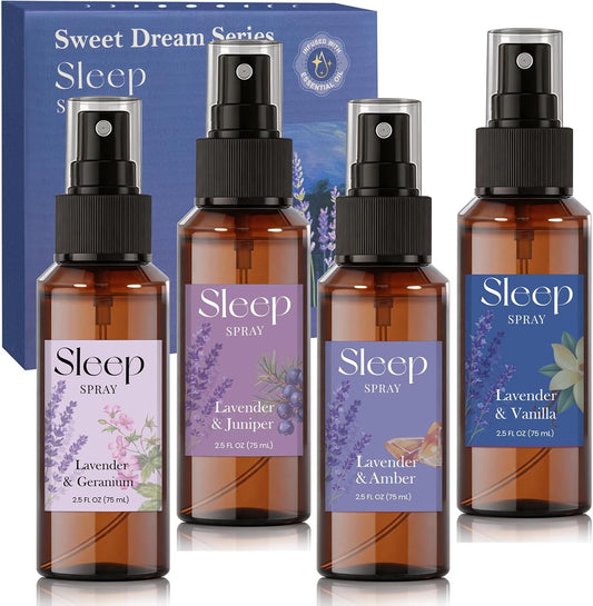 Lavender Sleep Pillow Spray with Essential Oil, 4-Scent, 4 X 2.5 FL OZ